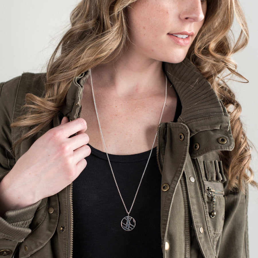 Custom Round Map Pendant, Medium